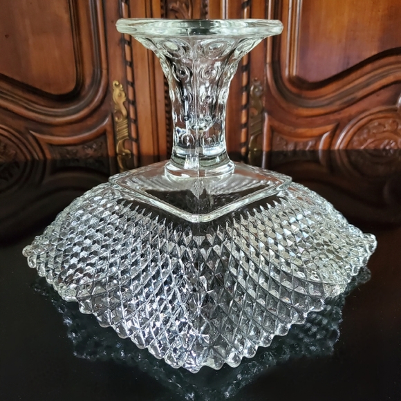 1950s L.E. Smith Diamond Point Ruffle Edged Compote - Picture 9 of 16